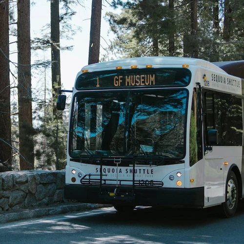 A tourist bus in the glacier
